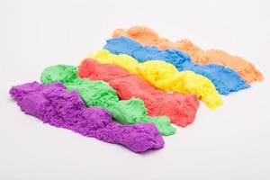 Close-up of a photo of kinetic sand on a white background