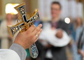 church accessories for the priest's service are made of gold. photo