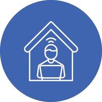 Remote Work Line Circle Background Icon vector