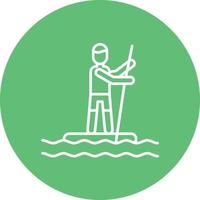 standup paddleboarding línea círculo fondo icono vector