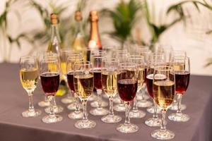 many glasses of wine on the table buffet photo