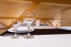 set of cutlery for dinner at the table photo