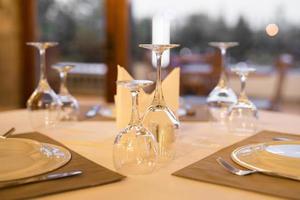 set of cutlery for dinner at the table photo