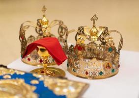 church accessories for the priest's service are made of gold. photo