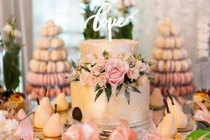 delicioso postre dulce candy bar en celebración foto