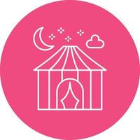 Tent Night Line Circle Background Icon vector