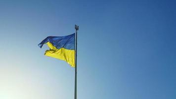 de vlag van Oekraïne is de officieel staat symbool van Oekraïne, net zo goed net zo een van de nationaal symbolen van Oekraïners. rechthoekig paneel van twee Gelijk horizontaal strepen, blauw top en geel onderkant. video