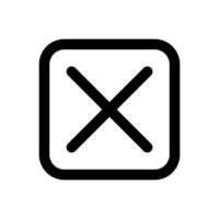 Cancel box line icon isolated on white background. Black flat thin icon on modern outline style. Linear symbol and editable stroke. Simple and pixel perfect stroke vector illustration.