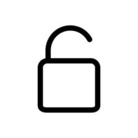 Unlock padlock line icon isolated on white background. Black flat thin icon on modern outline style. Linear symbol and editable stroke. Simple and pixel perfect stroke vector illustration.