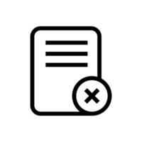 eliminar icono de línea de documento aislado sobre fondo blanco. icono negro plano y delgado en el estilo de contorno moderno. símbolo lineal y trazo editable. ilustración de vector de trazo simple y perfecto de píxeles.