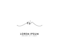 Initial EI Feminine logo beauty monogram and elegant logo design, handwriting logo of initial signature, wedding, fashion, floral and botanical with creative template vector