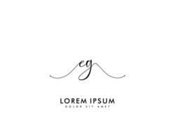 Initial EG Feminine logo beauty monogram and elegant logo design, handwriting logo of initial signature, wedding, fashion, floral and botanical with creative template vector