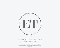 Initial ET Feminine logo beauty monogram and elegant logo design, handwriting logo of initial signature, wedding, fashion, floral and botanical with creative template vector