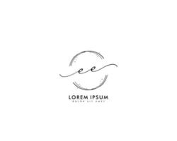 Initial EE Feminine logo beauty monogram and elegant logo design, handwriting logo of initial signature, wedding, fashion, floral and botanical with creative template vector