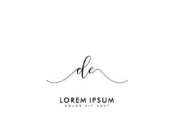 Initial DE Feminine logo beauty monogram and elegant logo design, handwriting logo of initial signature, wedding, fashion, floral and botanical with creative template vector