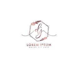 Initial DJ Feminine logo beauty monogram and elegant logo design, handwriting logo of initial signature, wedding, fashion, floral and botanical with creative template vector