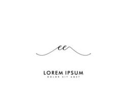 Initial EE Feminine logo beauty monogram and elegant logo design, handwriting logo of initial signature, wedding, fashion, floral and botanical with creative template vector