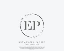 Initial EP Feminine logo beauty monogram and elegant logo design, handwriting logo of initial signature, wedding, fashion, floral and botanical with creative template vector