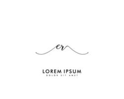 Initial ER Feminine logo beauty monogram and elegant logo design, handwriting logo of initial signature, wedding, fashion, floral and botanical with creative template vector