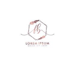 Initial FB Feminine logo beauty monogram and elegant logo design, handwriting logo of initial signature, wedding, fashion, floral and botanical with creative template vector