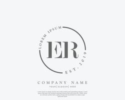Initial ER Feminine logo beauty monogram and elegant logo design, handwriting logo of initial signature, wedding, fashion, floral and botanical with creative template vector