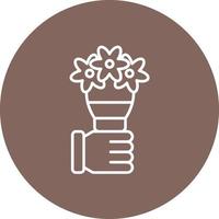 Hand Bouquet Line Circle Background Icon vector