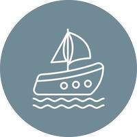 Sailing Boat Line Circle Background Icon vector
