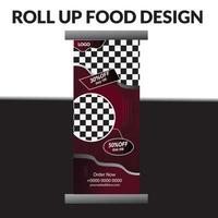 food roll up banner template vector