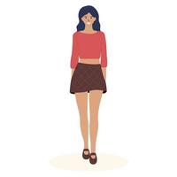 Beautiful young woman in a summer outfit. Vector isolated illustration