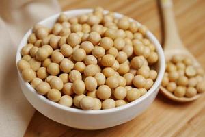 close up of Raw soy bean seed photo