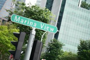 Marina view road sign and buildings photo