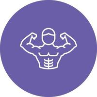 Strong Man Line Circle Background Icon vector