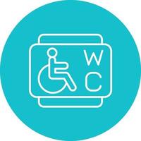 Disabled Toilet Line Circle Background Icon vector