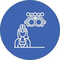 icono de fondo de círculo de línea de especialista en ojos para niños vector