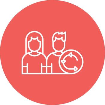 icono de fondo de círculo de línea de equipo de scrum vector