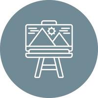 Canvas And Easel Line Circle Background Icon vector