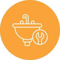 Basin Wrench Line Circle Background Icon vector