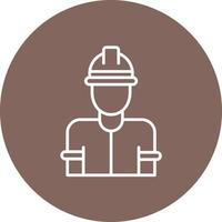 Factory Worker Man Line Circle Background Icon vector