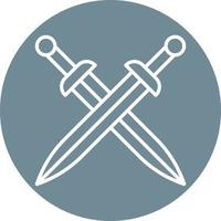 Two Swords Line Circle Background Icon vector