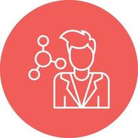 Scientist Male Line Circle Background Icon vector