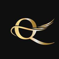 Letter Q Logo Design Template Concept With Fashion Wing Concept vector