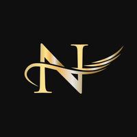 Letter N Logo Design Template Concept With Fashion Wing Concept vector