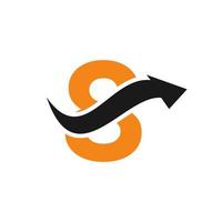 concepto de logotipo financiero letra 8 con símbolo de flecha de crecimiento financiero vector
