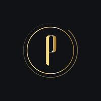 logotipo de letra p inicial con concepto de lujo de color dorado vector