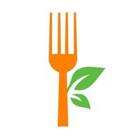 Restaurant Spoon and Fork, Leaf Symbol for Kitchen Sign, Cafe Icon, Restaurant, Cooking Business Vector