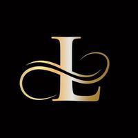 Initial L Letter Luxurious Logo Template vector