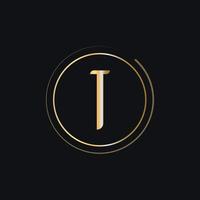 Initial T Letter Logo With Gold Color Luxury Concept vector