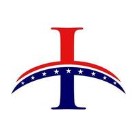 letra inicial i logotipo americano. logo americano de estados unidos vector