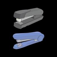 Set of stapler in vector art style, isolated on black background. stapler in vector art style for coloring book.