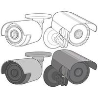 Set of cctv in coloring vector style, isolated on white background. Cctv in coloring vector style for coloring book.